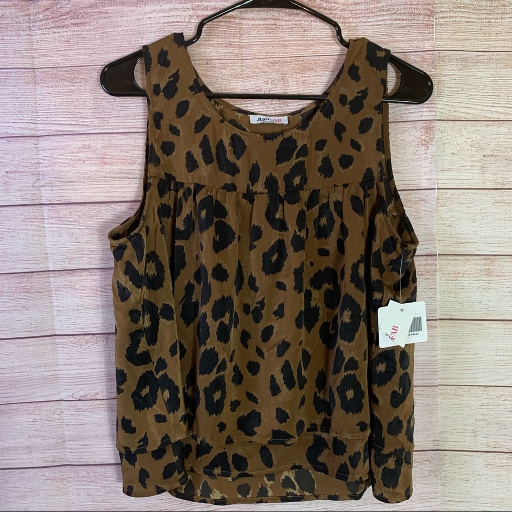 Just Fab Leopard Animal Print Tank Blouse Large